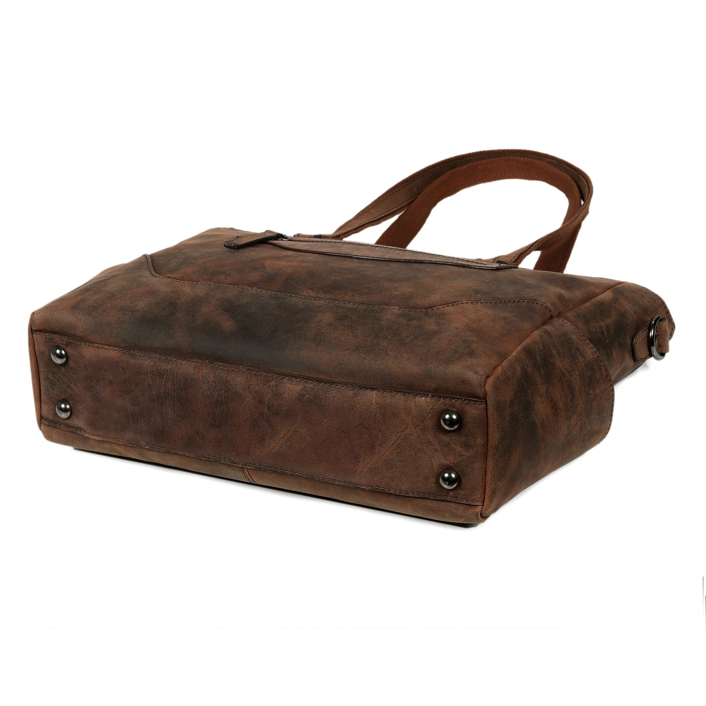 Vintage Brown Leather Carryall Tote – Rustic Everyday Work Bag