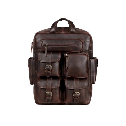 Leather Backpack for Work & Travel with Laptop Compartment