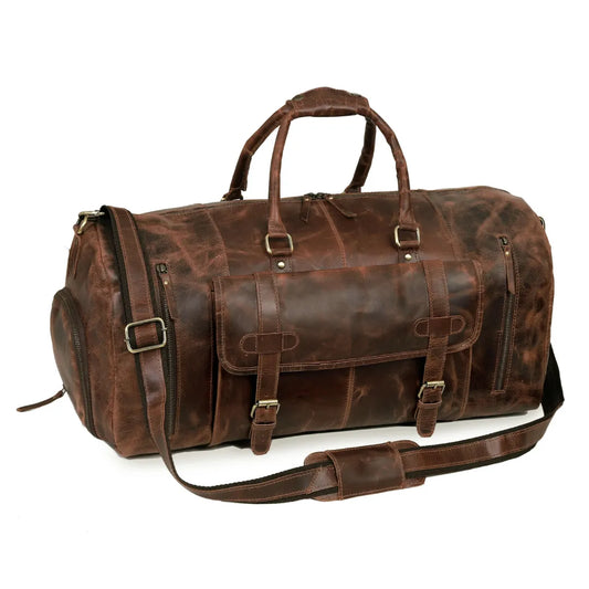 Vintage Leather Travel Duffle Bag