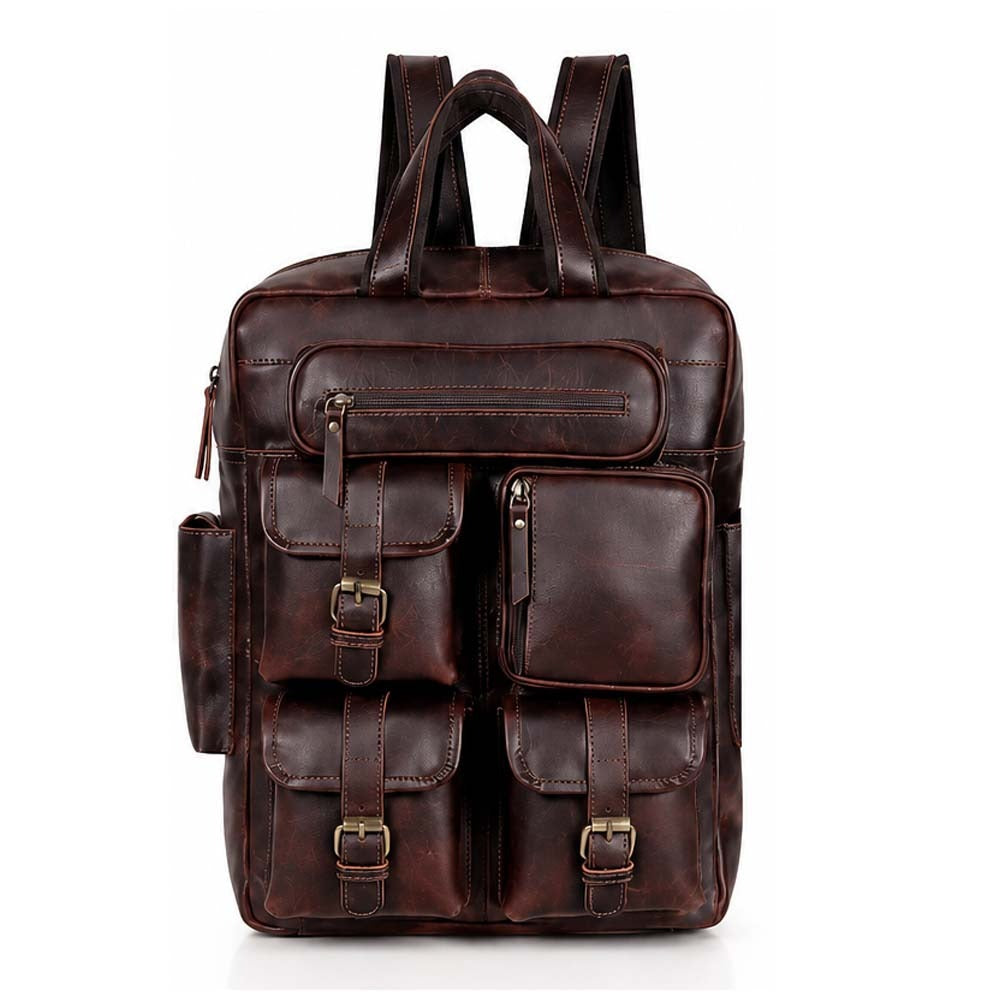 Leather Backpack for Work & Travel with Laptop Compartment