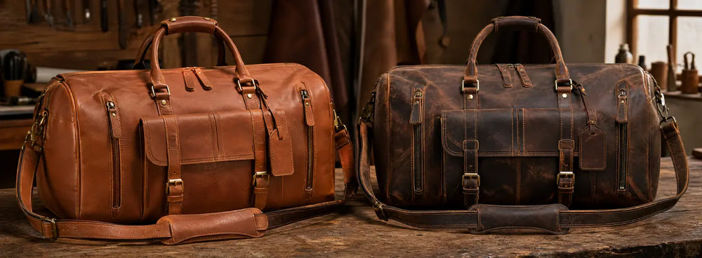Full Grain Leather vs Crazy Horse Leather Duffle Bags