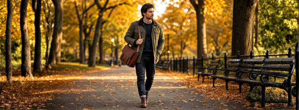 How to Style a Brown Leather Messenger Bag Across Every Season