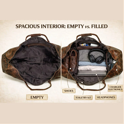 Full Grain Buffalo Leather Duffle Travel Bag
