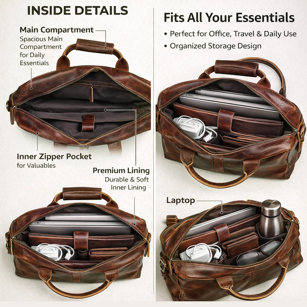 Buffalo Leather Briefcase Bag