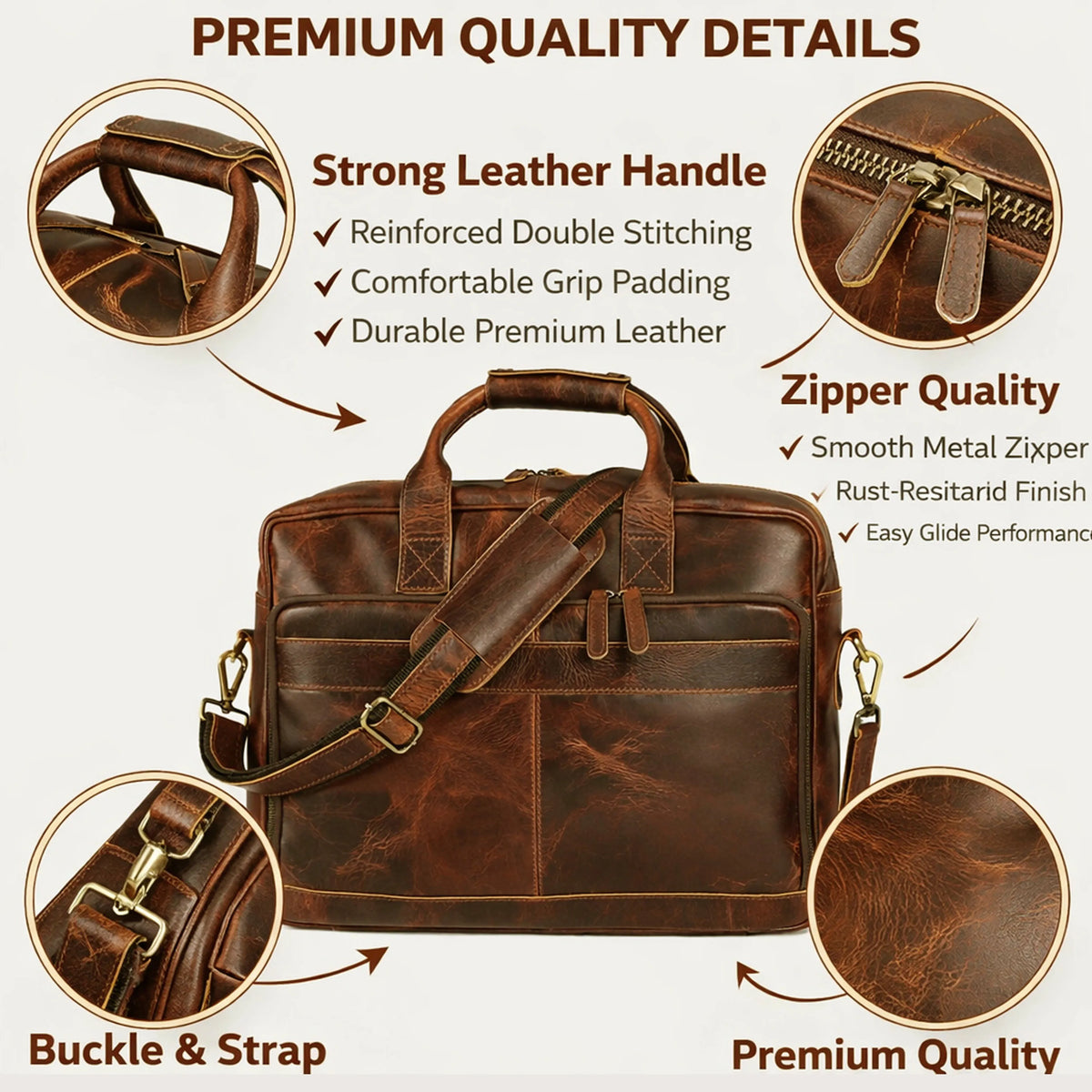 Buffalo Leather Briefcase Bag