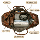 Full Grain Buffalo Leather Duffle Travel Bag