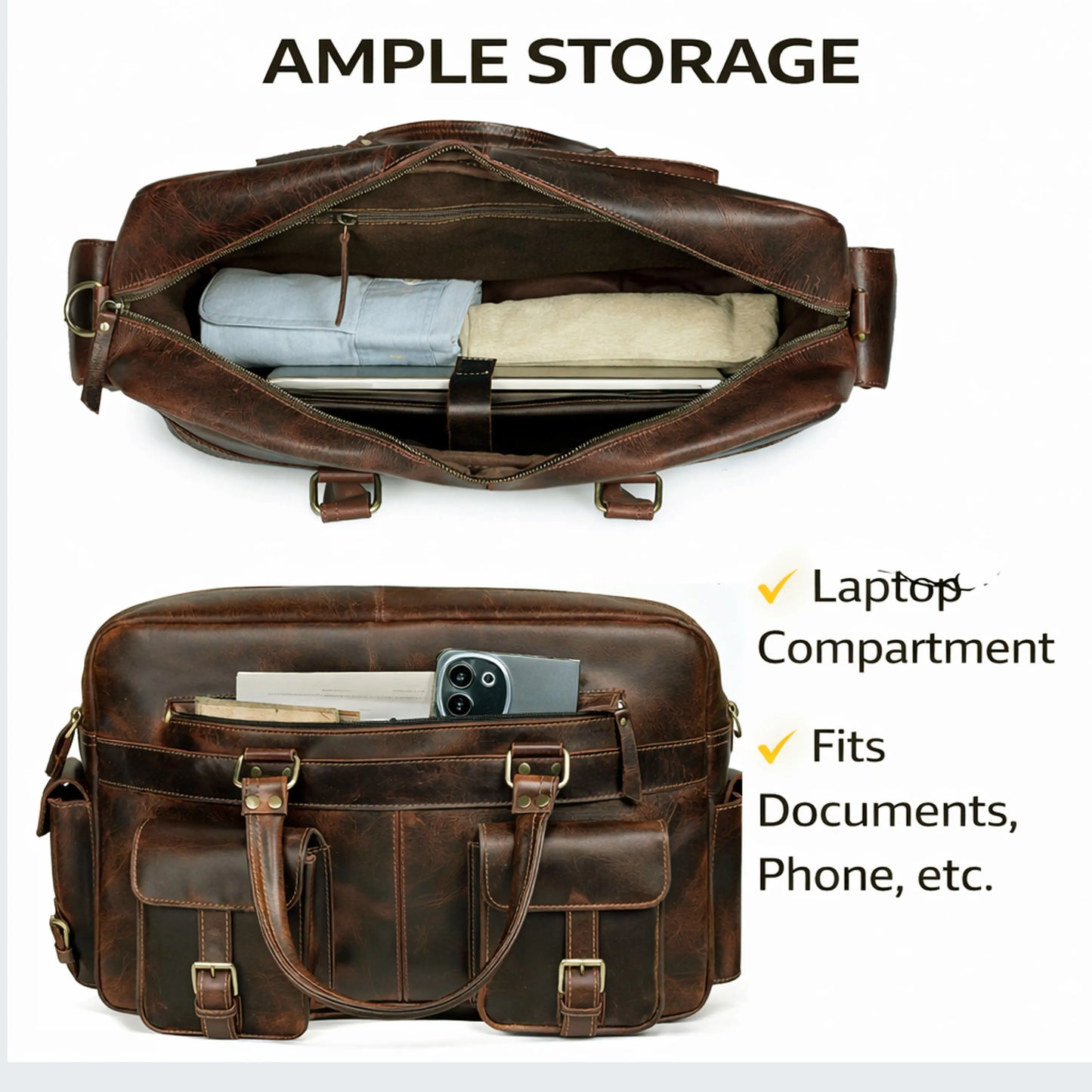 Roosevelt Buffalo Leather Satchel Messenger Bag