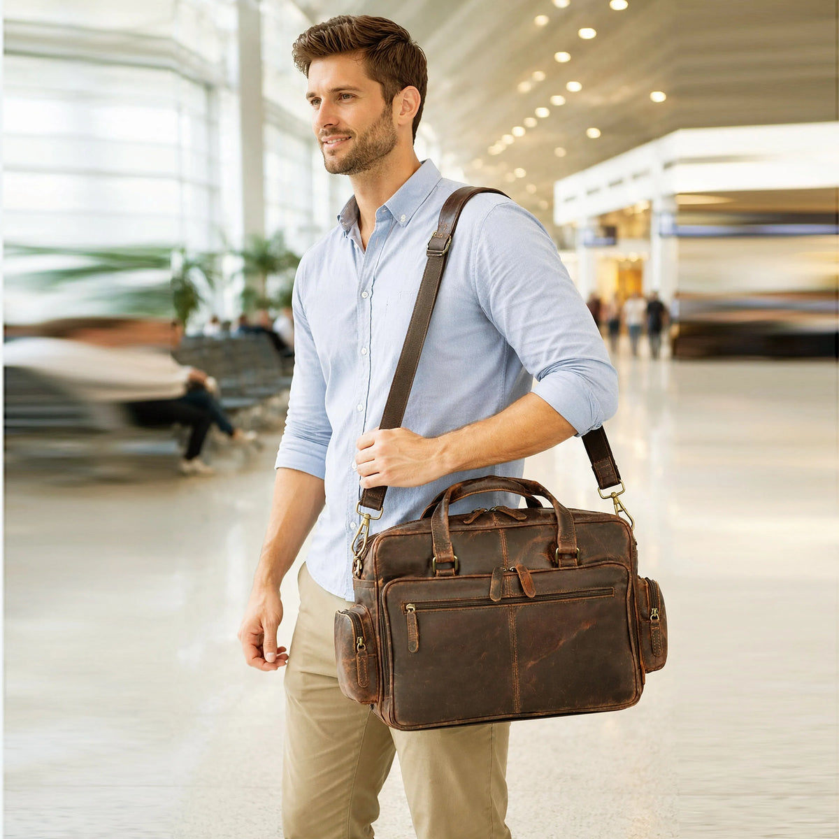 Vintage Retro Buffalo Leather Briefcase