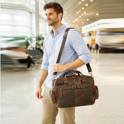 Vintage Retro Buffalo Leather Briefcase