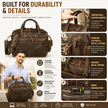 Vintage Retro Buffalo Leather Briefcase