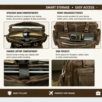 Vintage Retro Buffalo Leather Briefcase