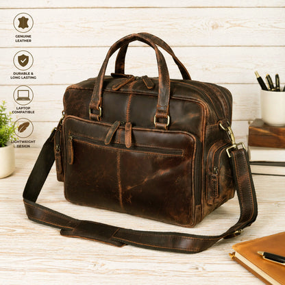 Vintage Retro Buffalo Leather Briefcase
