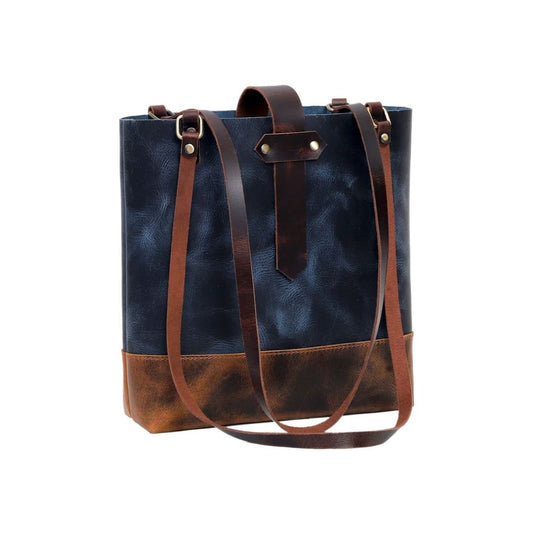Midnight Contrast Leather Tote – Bold, Chic & Built to Last