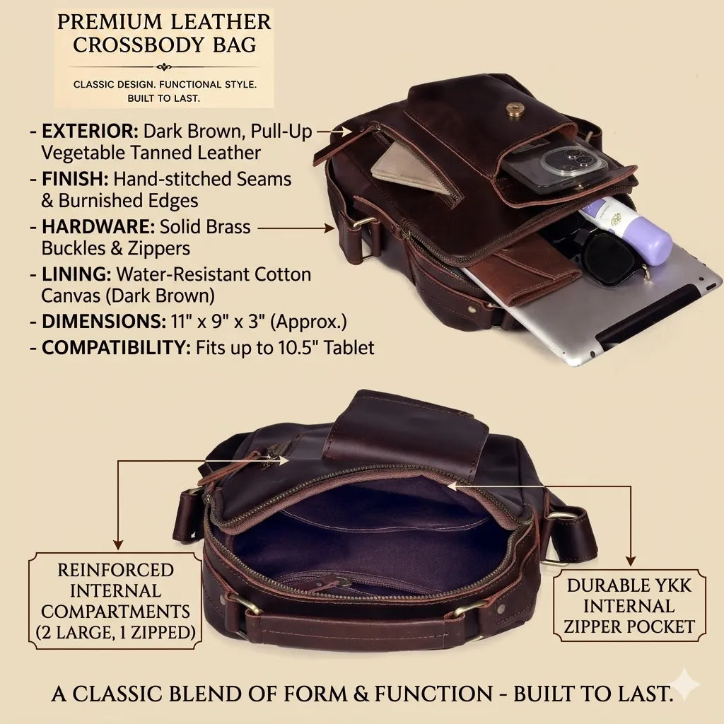 Vintage Urban Crossbody Leather Bag For Men and Women