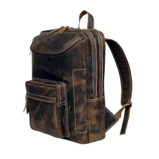 Vintage Leather Backpack for Men and women with Laptop Compartment