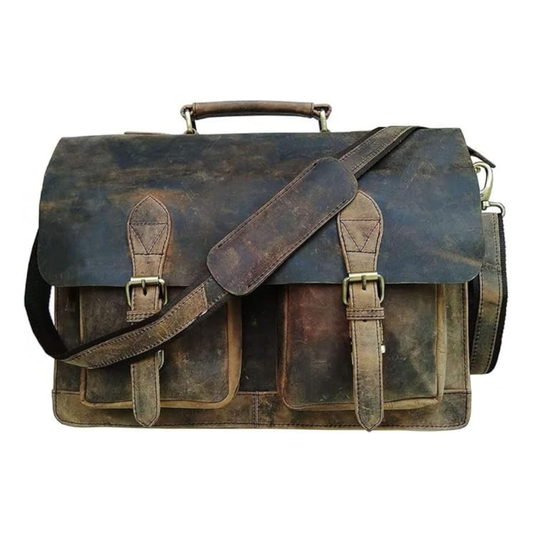 Retro Brown Leather Messenger Bag for Men and Women