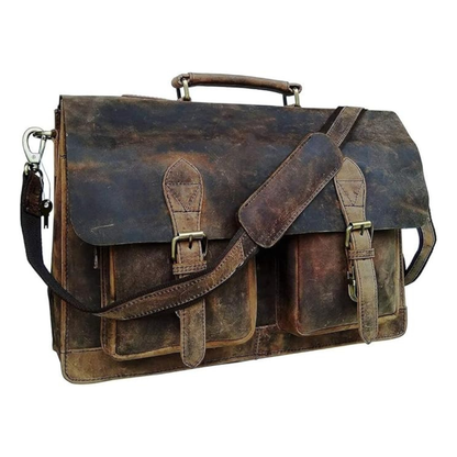 Retro Brown Leather Messenger Bag for Men and Women