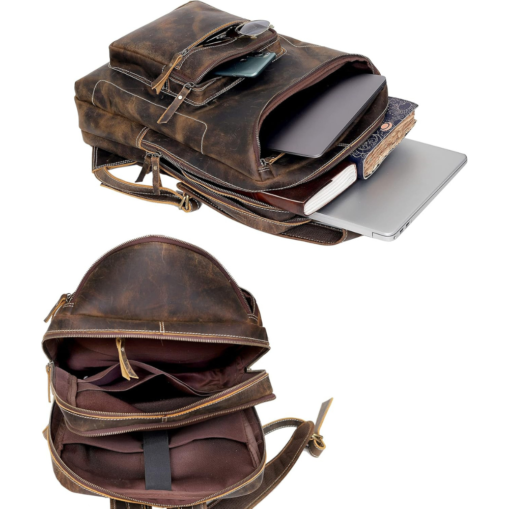 Vintage Leather Backpack For Men 16" Laptop Bag