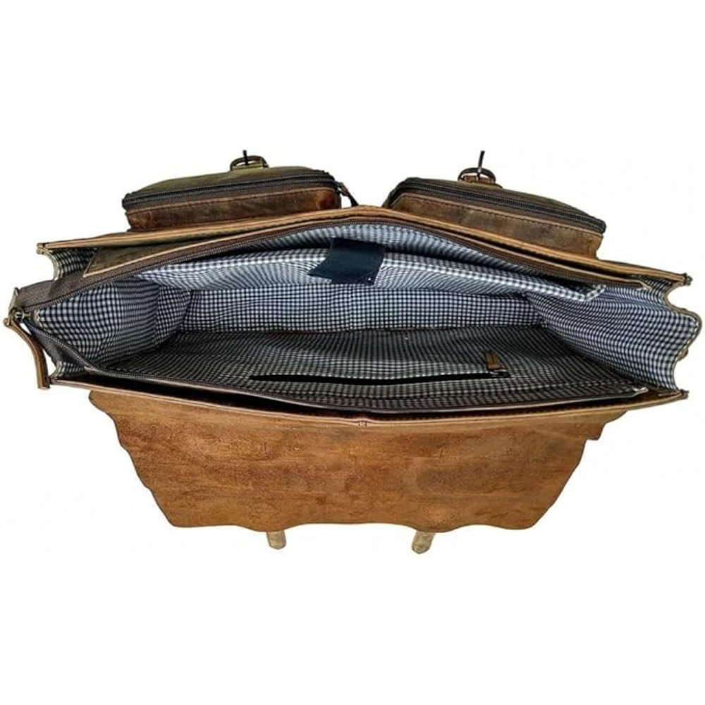 Retro Brown Laptop Messenger Bag Office Briefcase Crossbody Travel Bag For Men