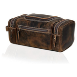 Mens Leather Travel Toiletry Bag