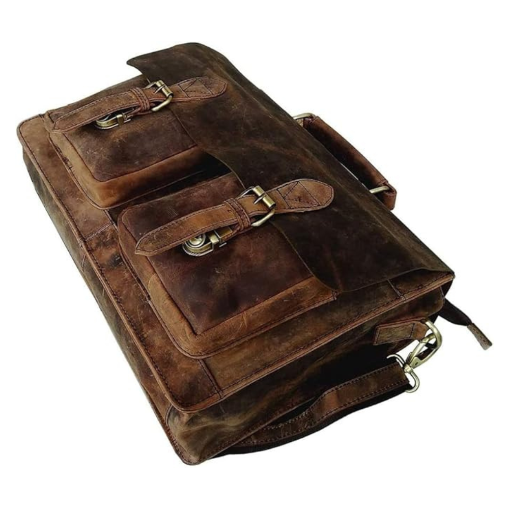 Retro Brown Laptop Messenger Bag Office Briefcase Crossbody Travel Bag For Men