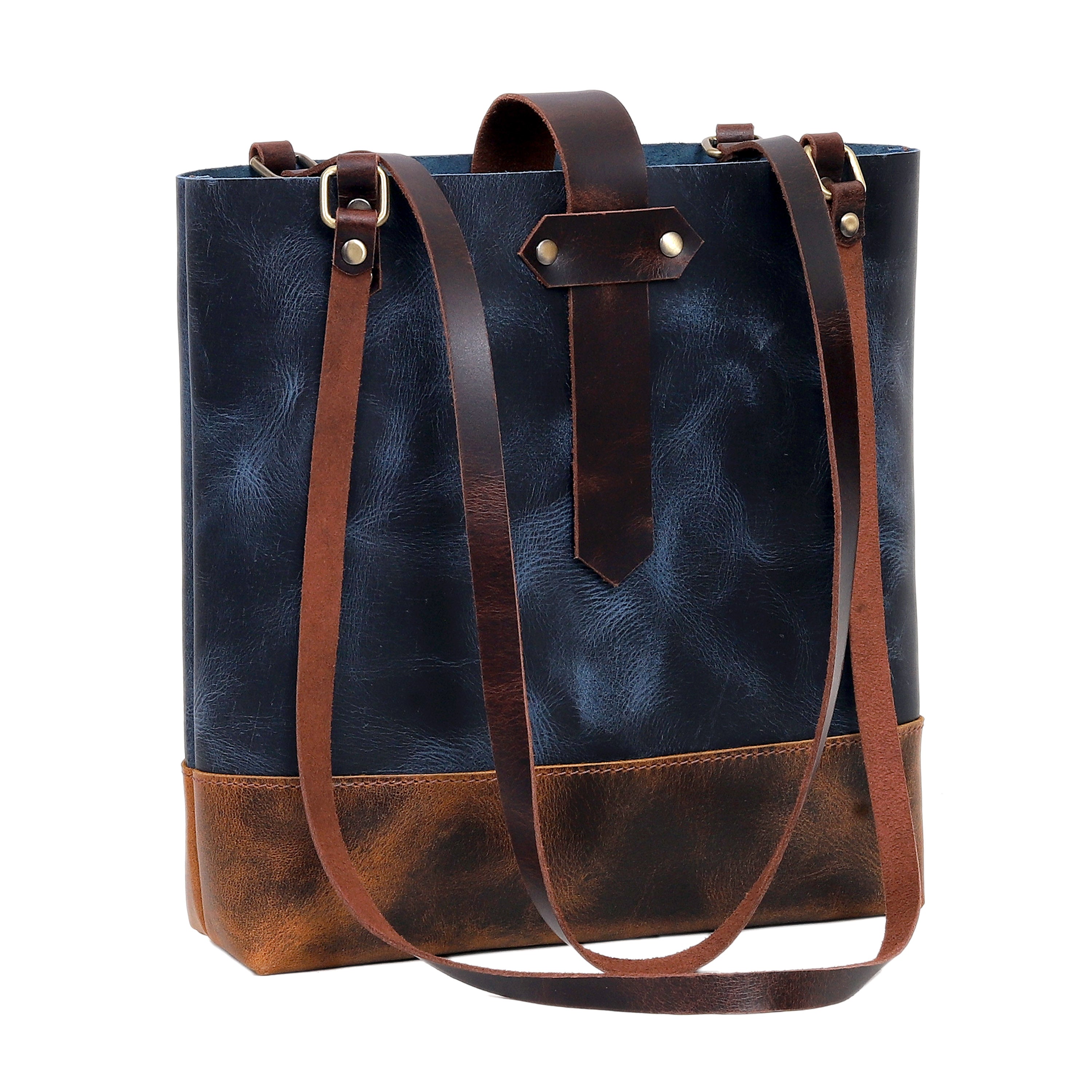 Midnight Contrast Leather Tote – Bold, Chic & Built to Last