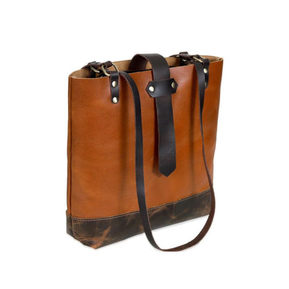 Vintage Chestnut Leather Tote – Rugged Elegance with Everyday Utility