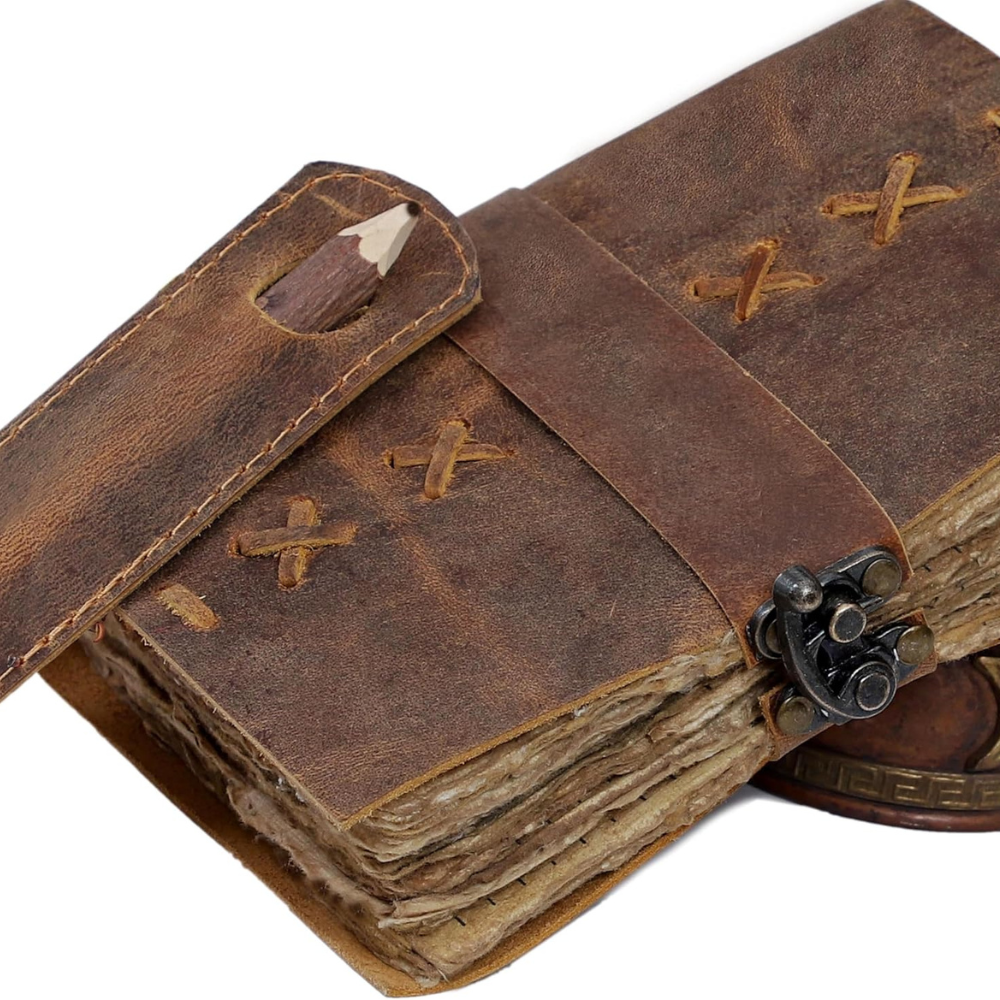 Leather Bound Vintage Journal for Women & Men - Book of Shadows - Lock Closure - 200 Pages