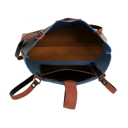 Midnight Contrast Leather Tote Bag
