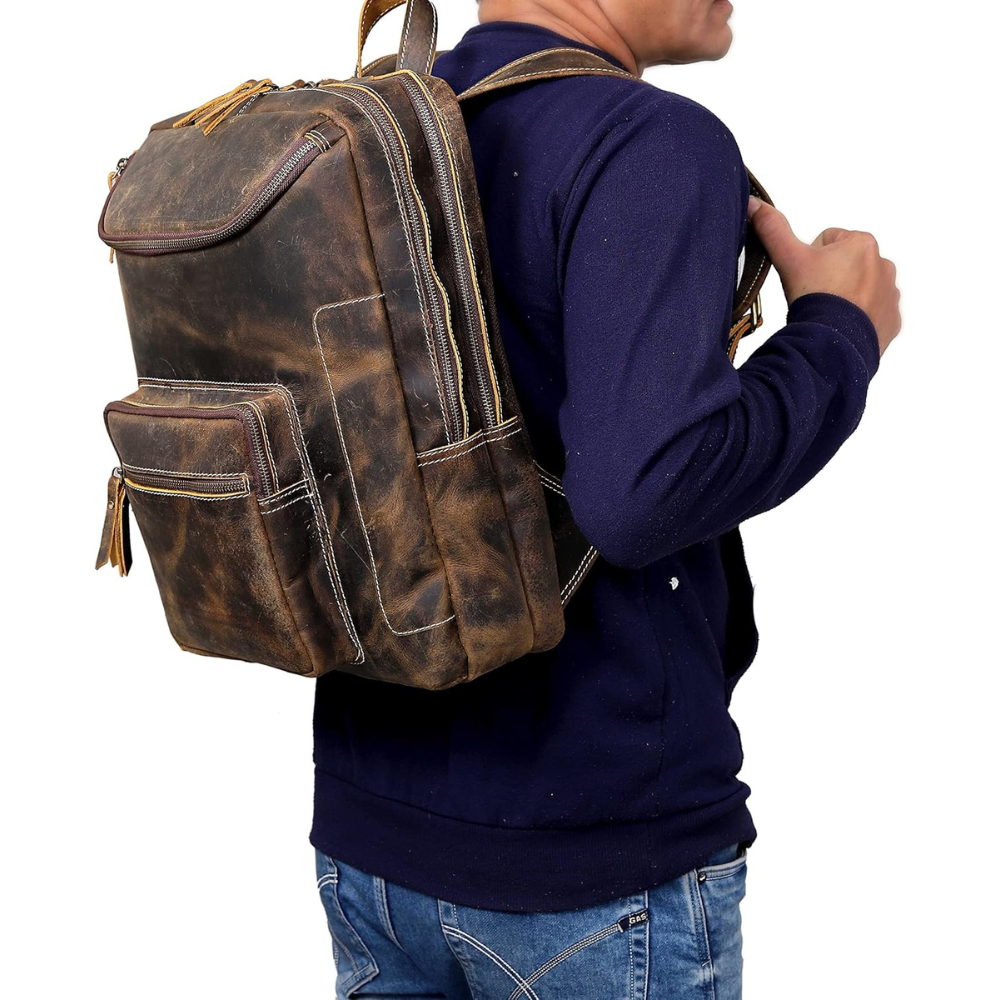 Vintage Leather Backpack For Men 16" Laptop Bag