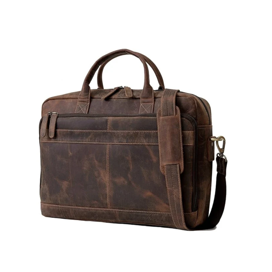 Alcatraz Vintage Brown Leather Briefcase for Men