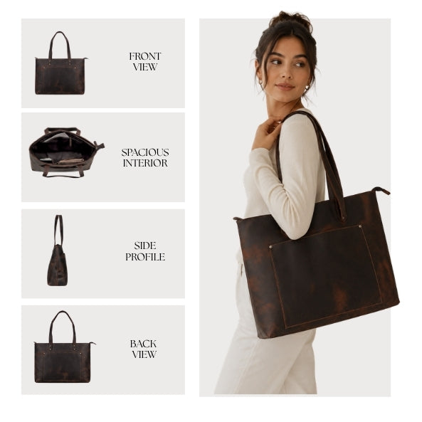 Manhattan Heritage Full Grain Leather Tote Bag