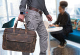 Vintage 18" Leather Messenger Laptop Bag – Rugged Office & Travel Companion