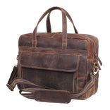 Vintage 18" Leather Messenger Laptop Bag – Rugged Office & Travel Companion