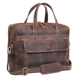 Vintage 18" Leather Messenger Laptop Bag – Rugged Office & Travel Companion
