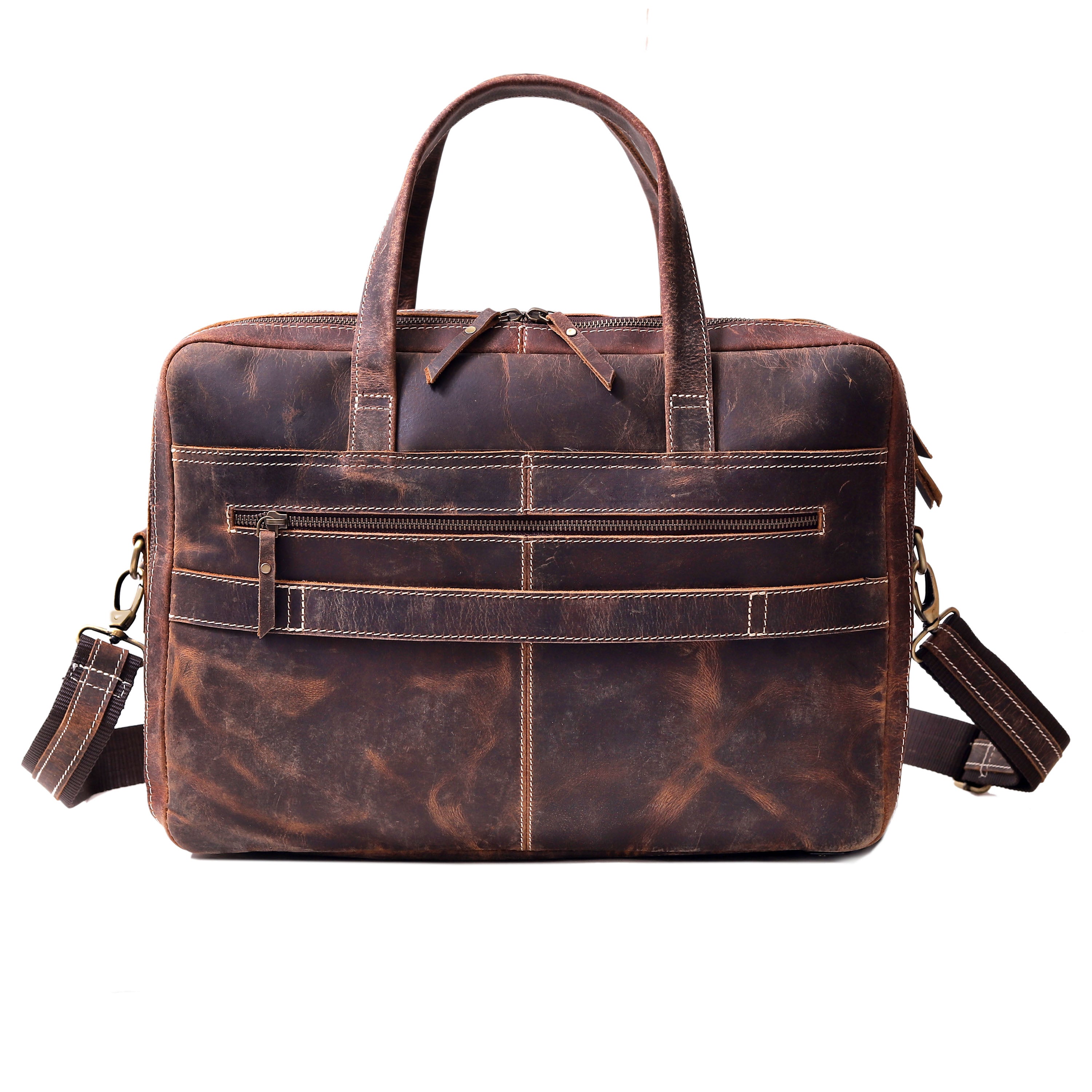 Vintage 18" Leather Messenger Laptop Bag – Rugged Office & Travel Companion