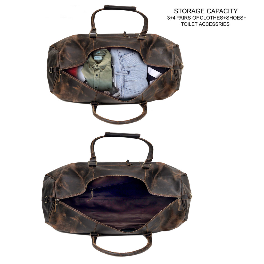 The Outlander Duffel Bag - Genuine Full-Grain Leather Travel Bag
