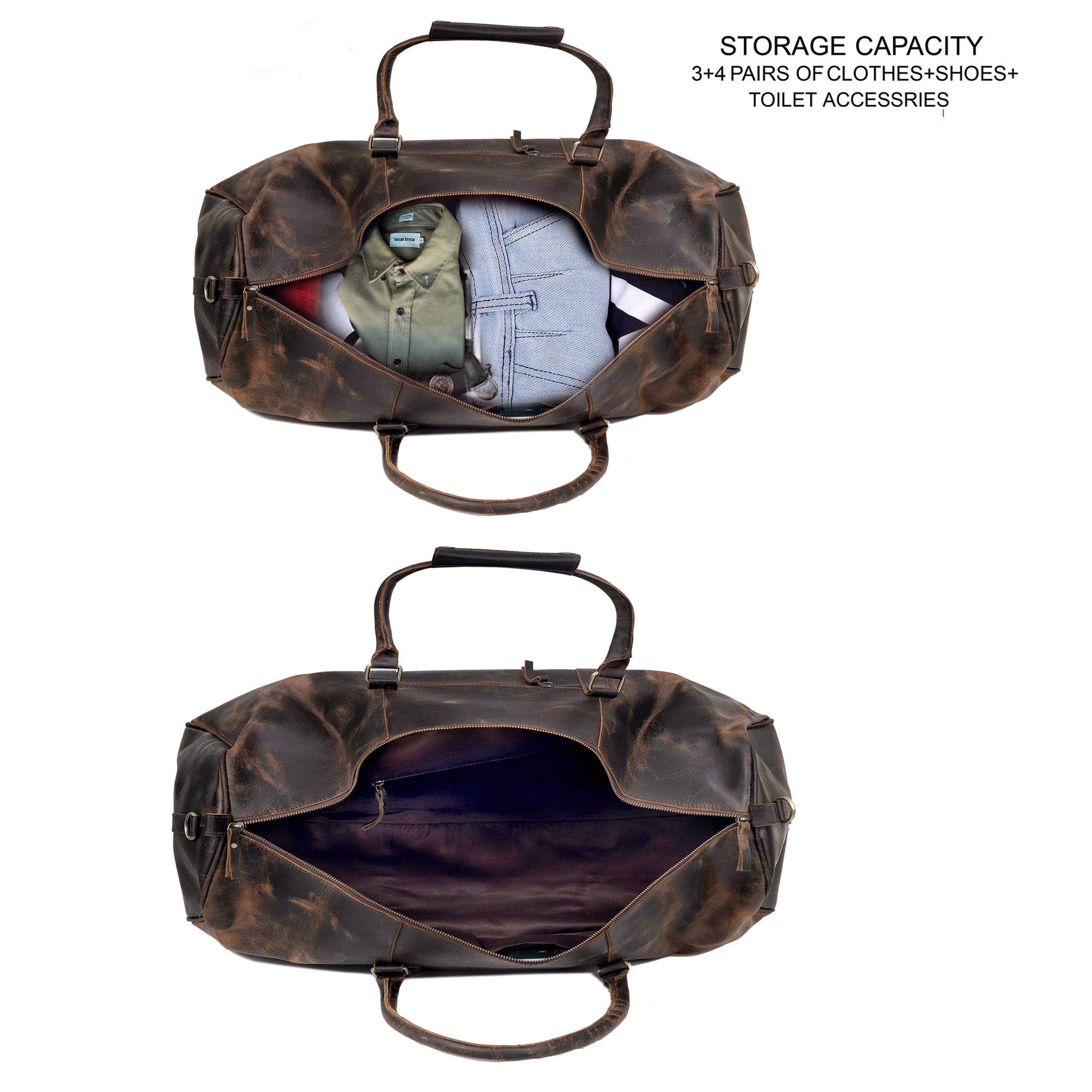 The Outlander Duffel Bag - Genuine Full-Grain Leather Travel Bag