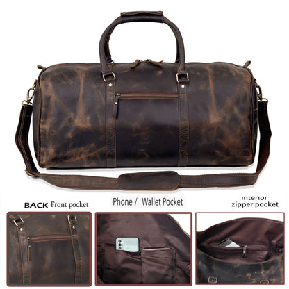 The Outlander Duffel Bag - Genuine Full-Grain Leather Travel Bag