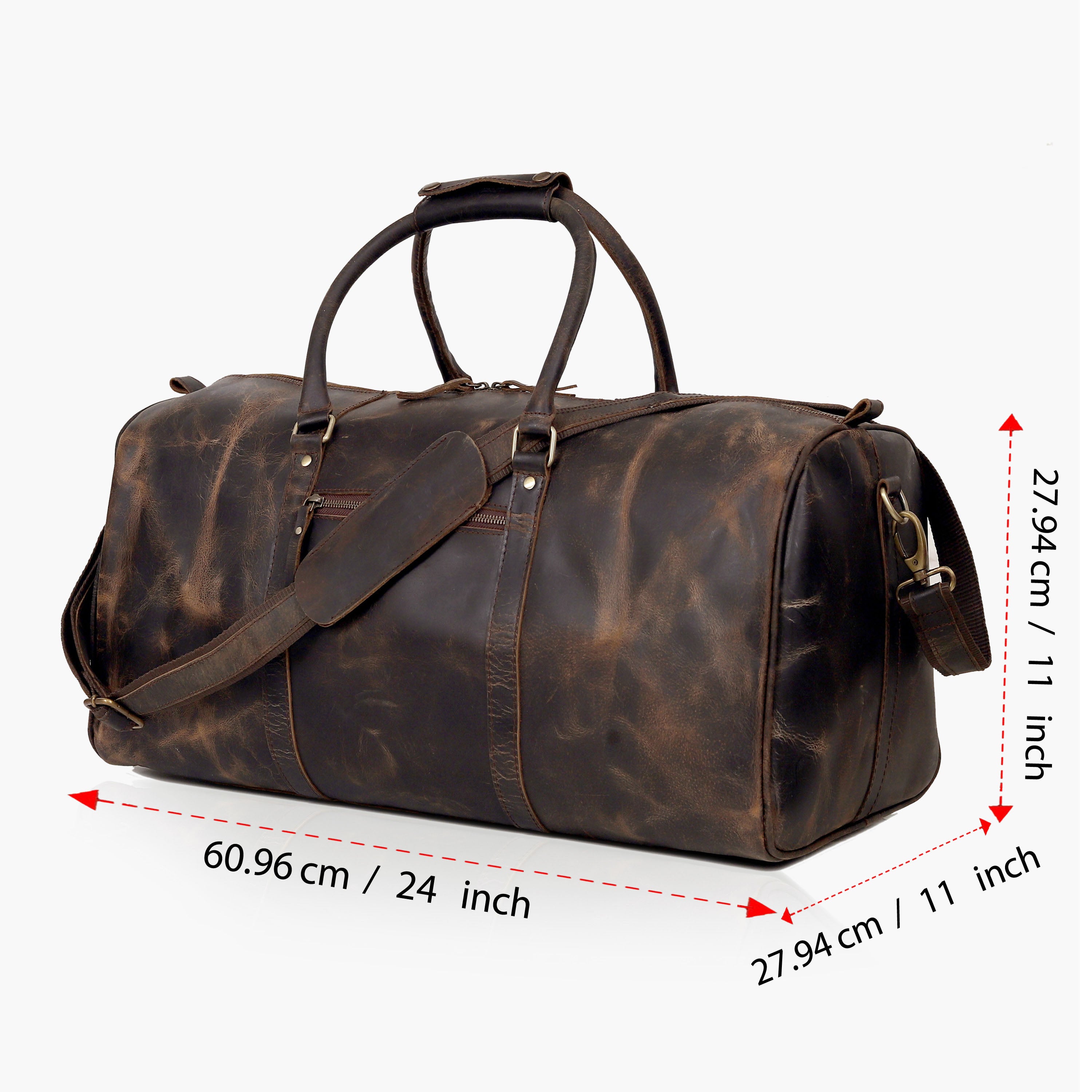 The Outlander Duffel Bag - Genuine Full-Grain Leather Travel Bag