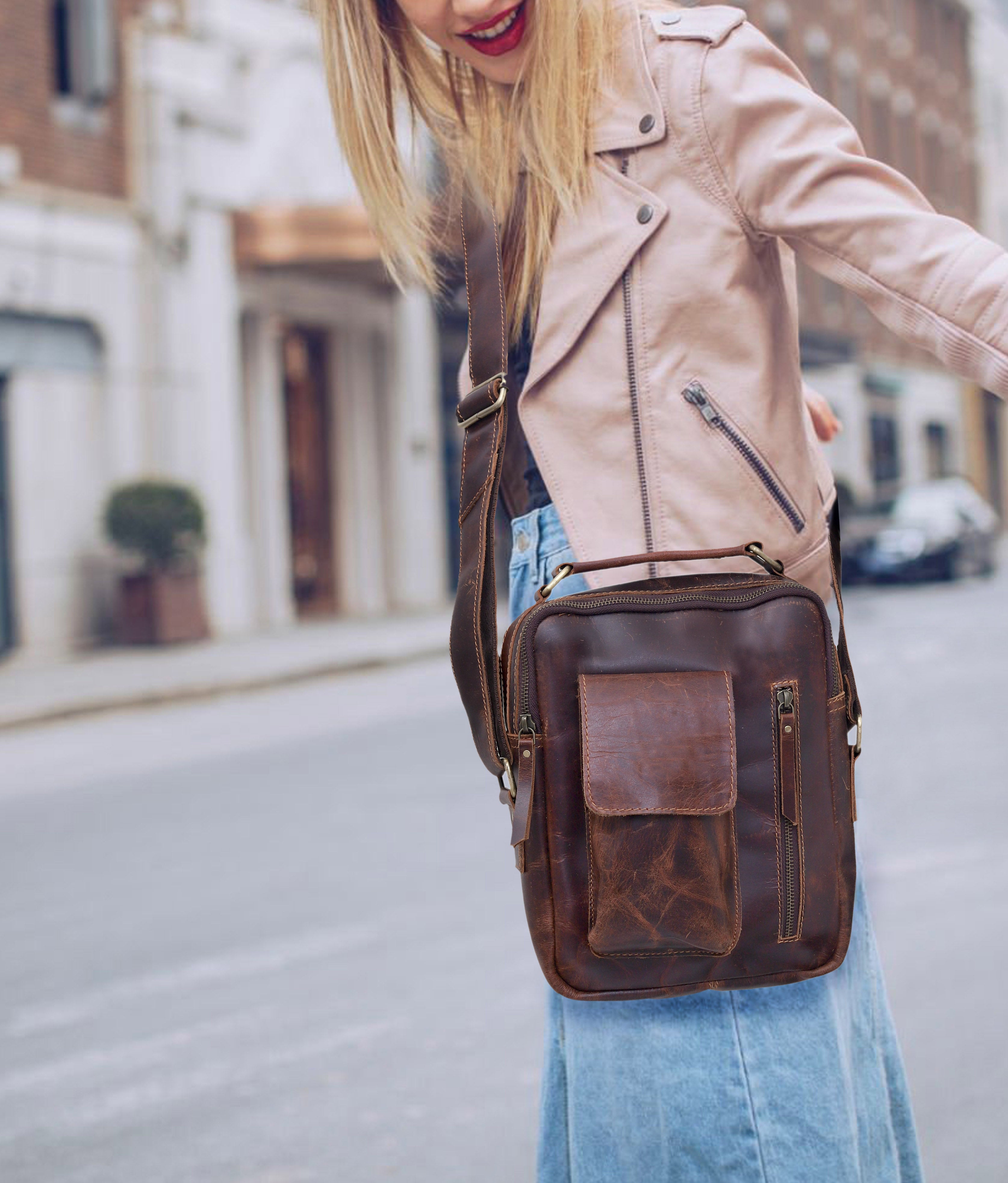 Vintage Urban Crossbody Leather Bag For Men and Women
