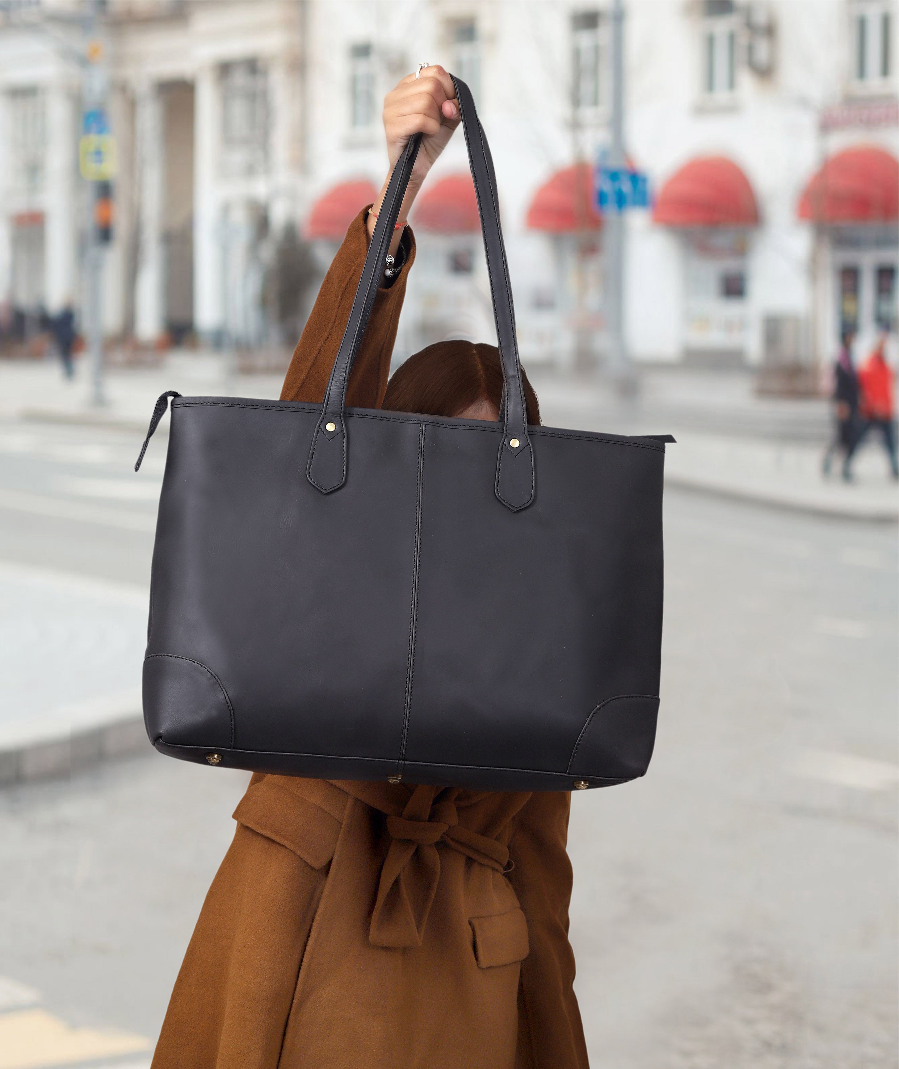 Classic Elegance Full Grain Leather Tote Bag