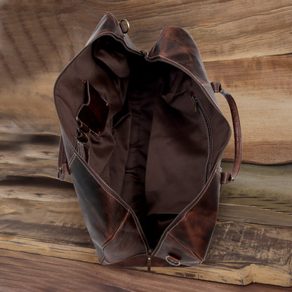 Classic Vintage Leather Travel Duffel Bag