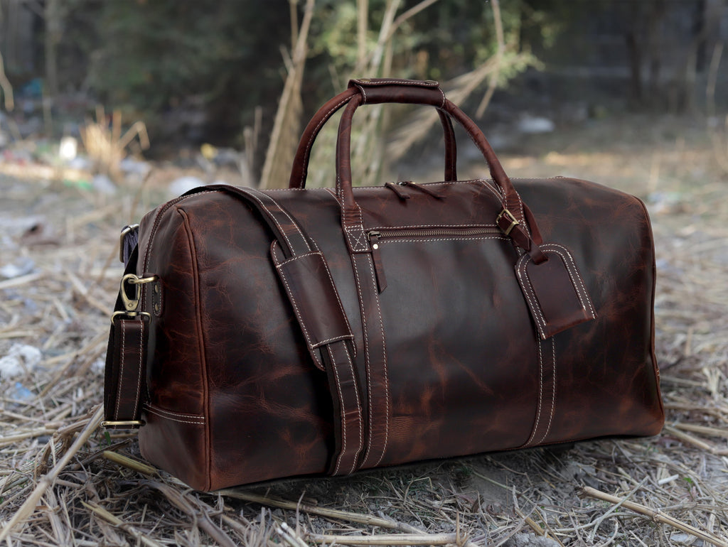 Classic Vintage Leather Travel Duffel Bag
