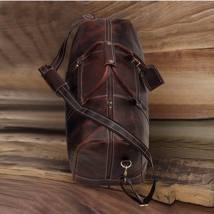 Classic Vintage Leather Travel Duffel Bag