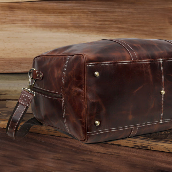 Classic Vintage Leather Travel Duffel Bag
