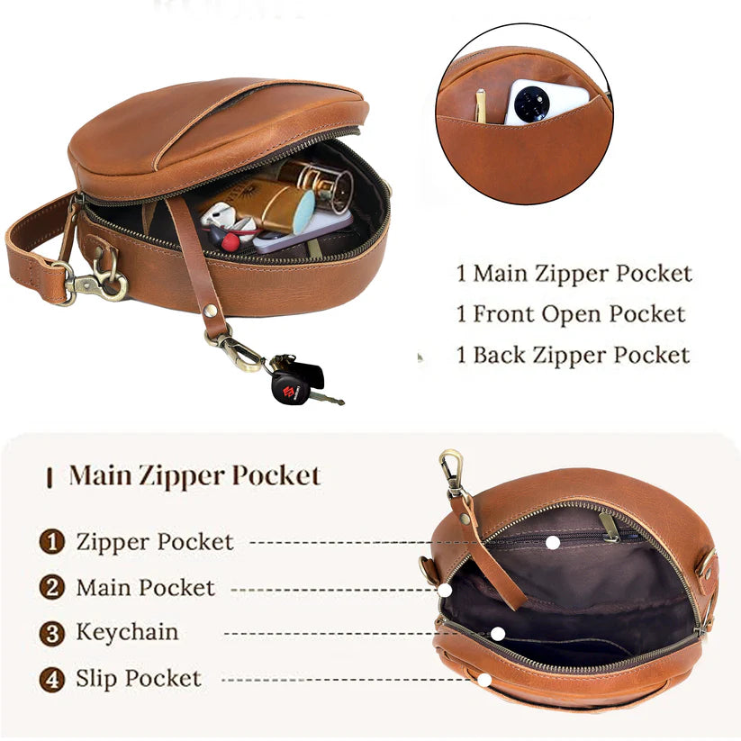 Bella Buffalo Leather Circle Crossbody