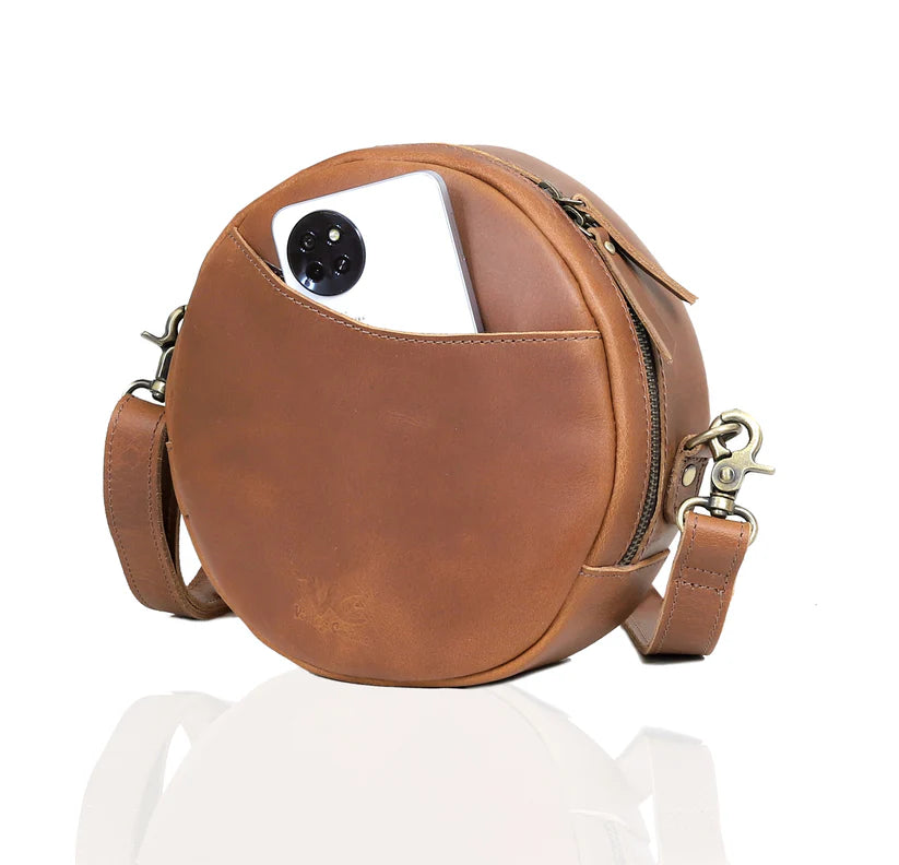 Bella Buffalo Leather Circle Crossbody