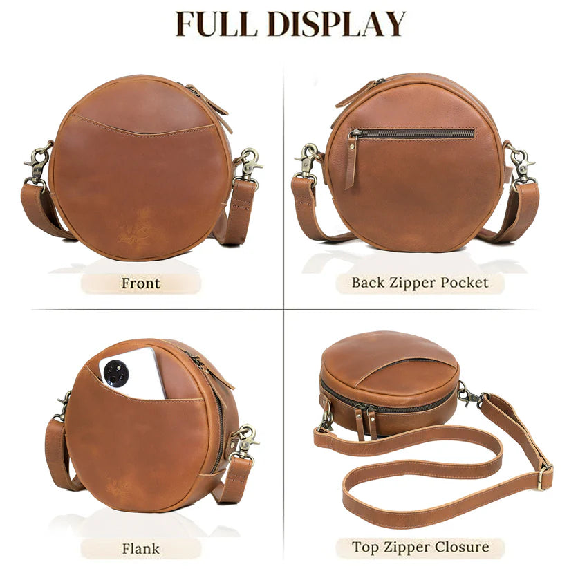 Bella Buffalo Leather Circle Crossbody