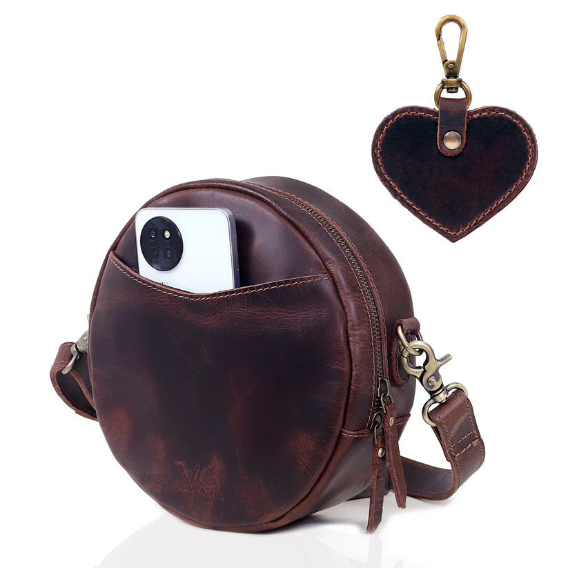Bella Buffalo Leather Circle Crossbody